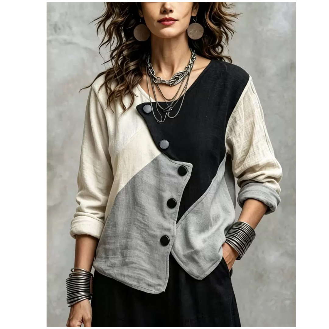 Pull en tricot asymétrique coloré pour femmes