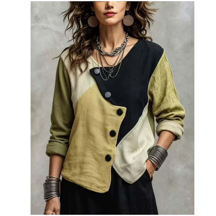 Pull en tricot asymétrique coloré pour femmes