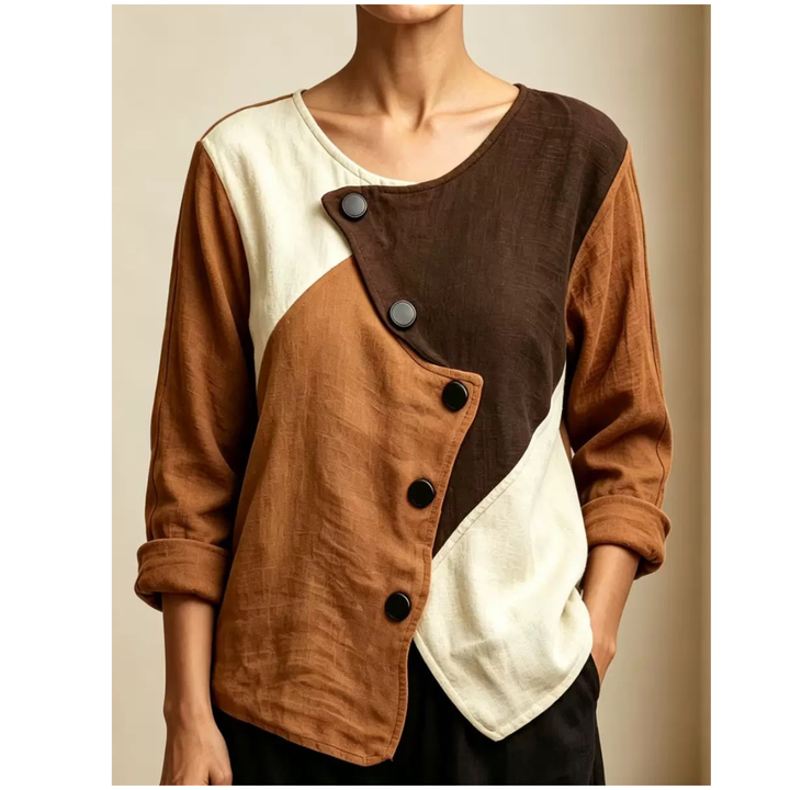 Pull en tricot asymétrique coloré pour femmes