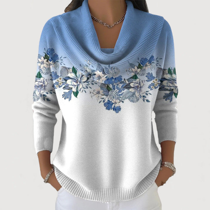 Alba | Pull en coton floral avec col montant