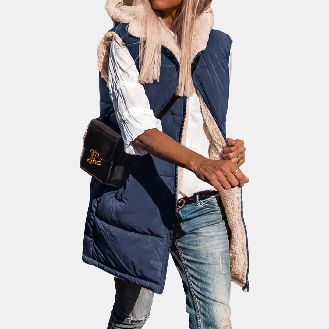 Gilet sans manches réversible en polaire Sherpa pour femmes
