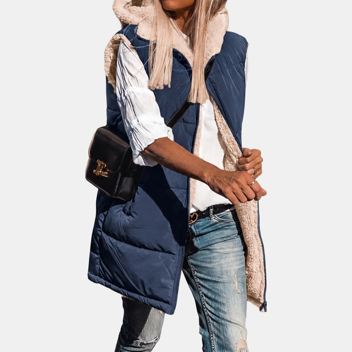 Gilet sans manches réversible en polaire Sherpa pour femmes