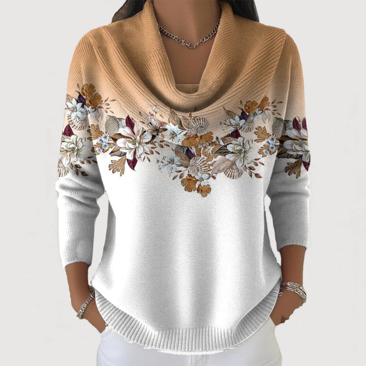 Alba | Pull en coton floral avec col montant