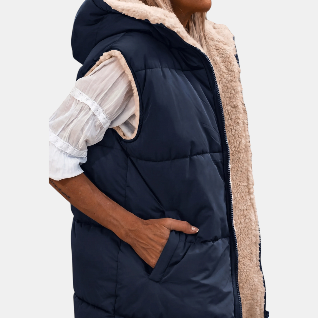 Gilet sans manches réversible en polaire Sherpa pour femmes