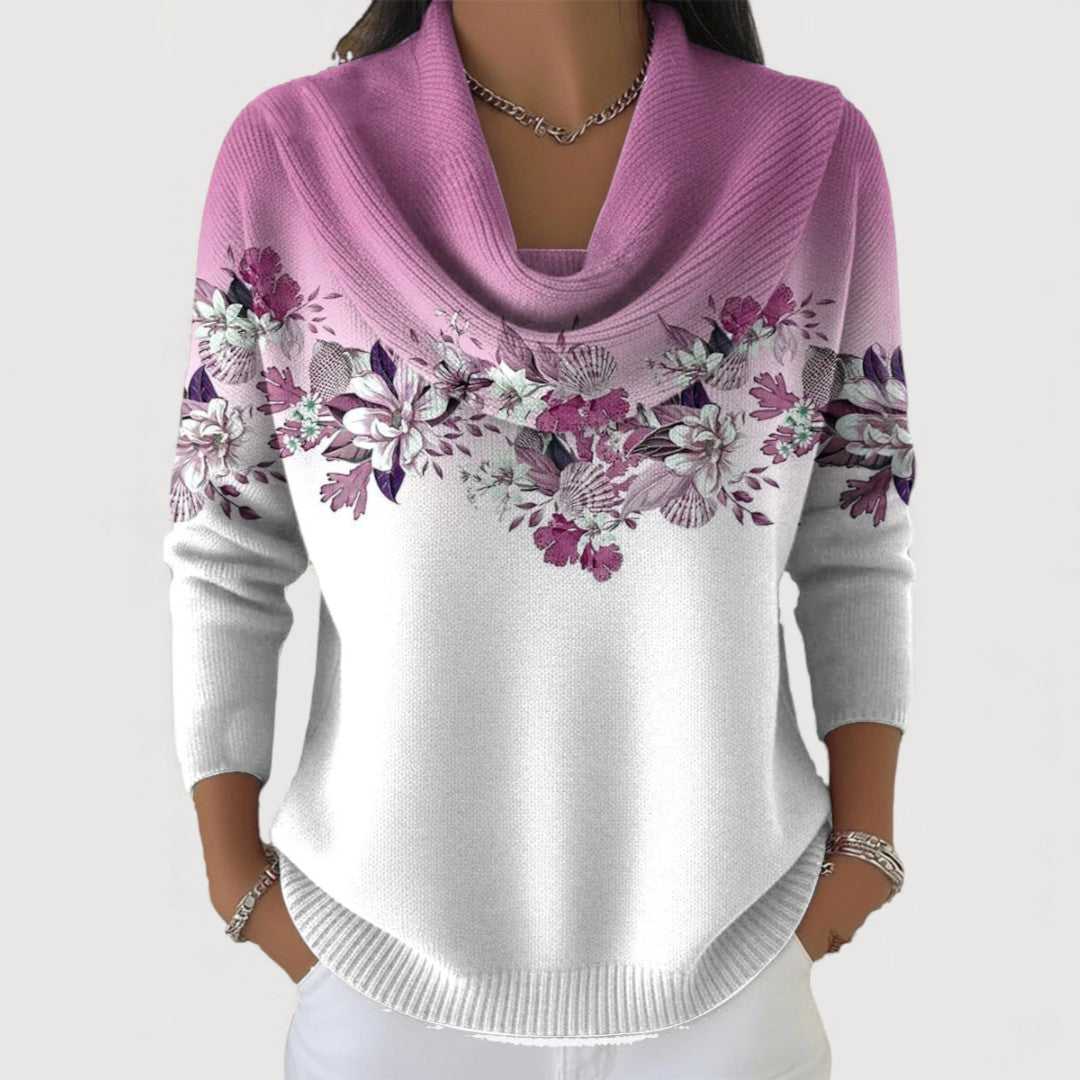 Alba | Pull en coton floral avec col montant