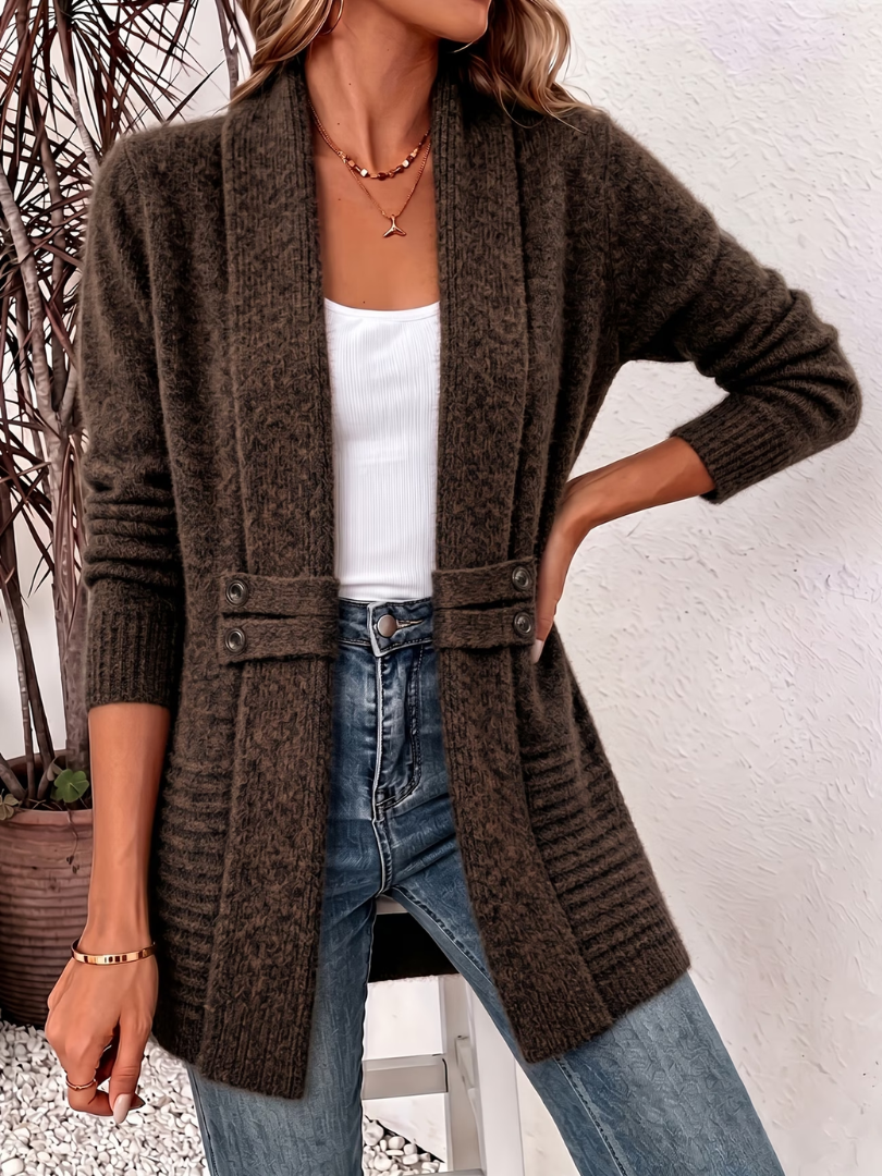 Cardigan Boutonné en Tricot Doux pour Femmes