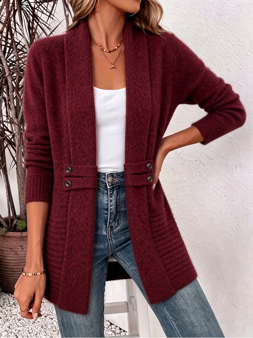 Cardigan Boutonné en Tricot Doux pour Femmes