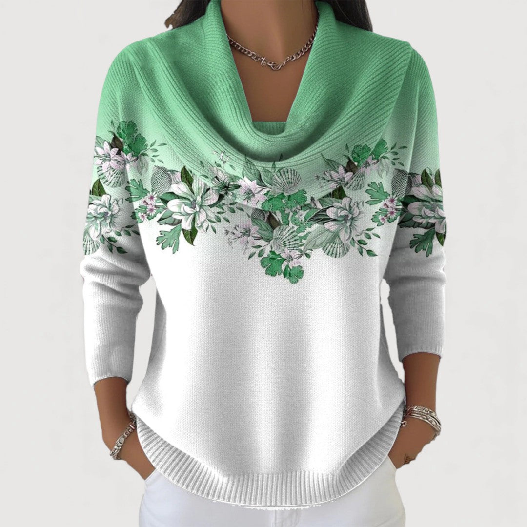 Alba | Pull en coton floral avec col montant