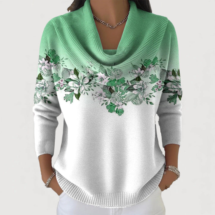 Alba | Pull en coton floral avec col montant