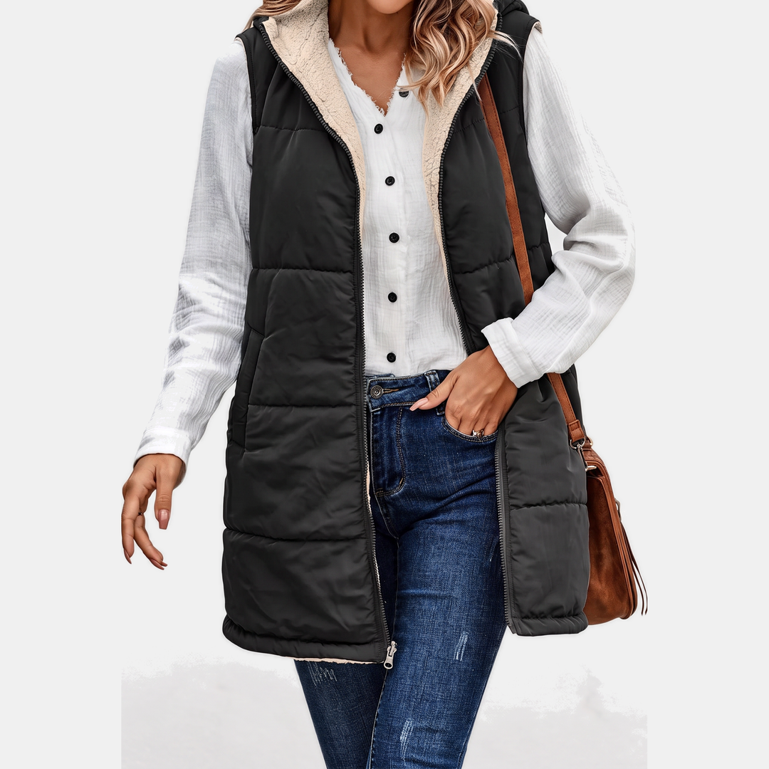 Gilet sans manches réversible en polaire Sherpa pour femmes