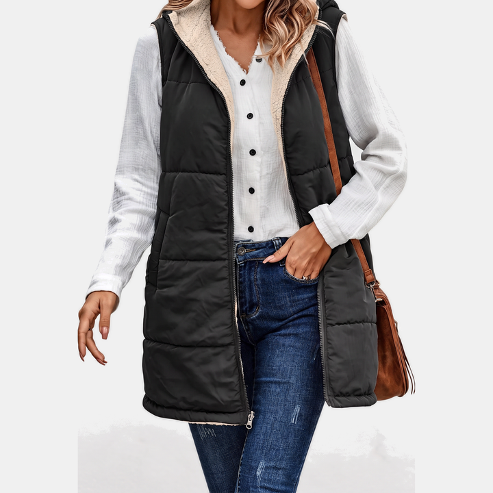 Gilet sans manches réversible en polaire Sherpa pour femmes