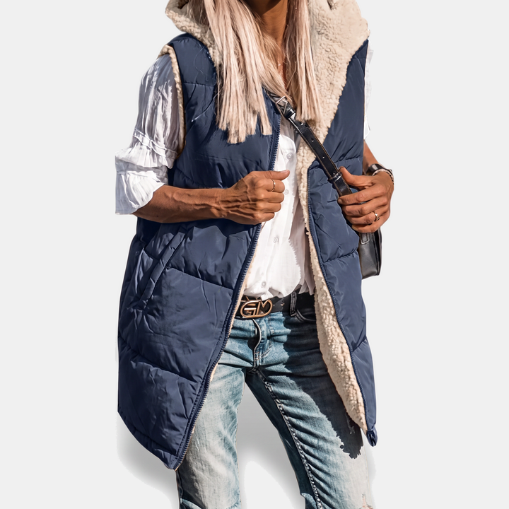 Gilet sans manches réversible en polaire Sherpa pour femmes