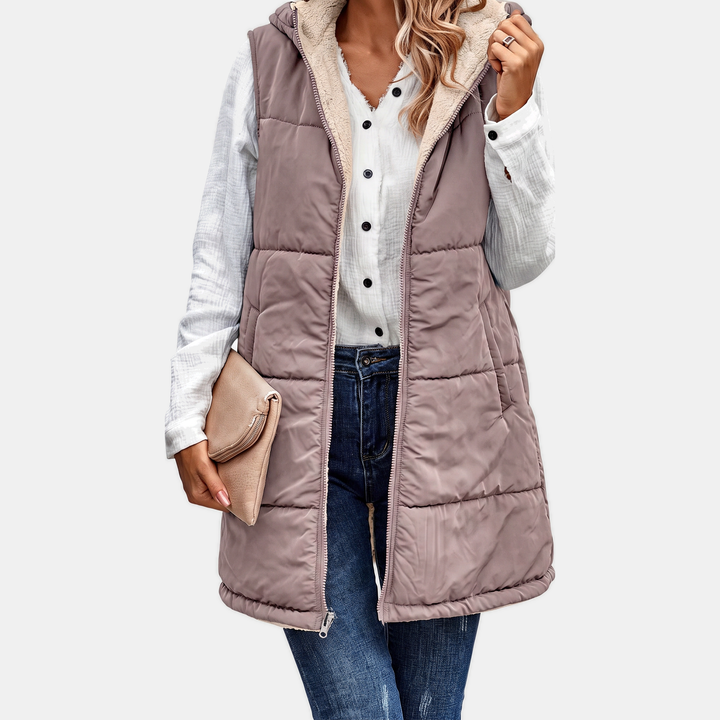 Gilet sans manches réversible en polaire Sherpa pour femmes