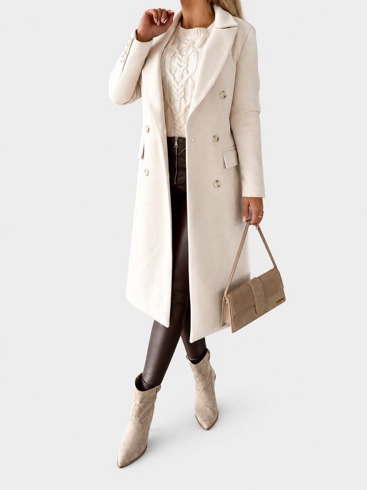 Manteau Long à Double Boutonnage pour Femmes