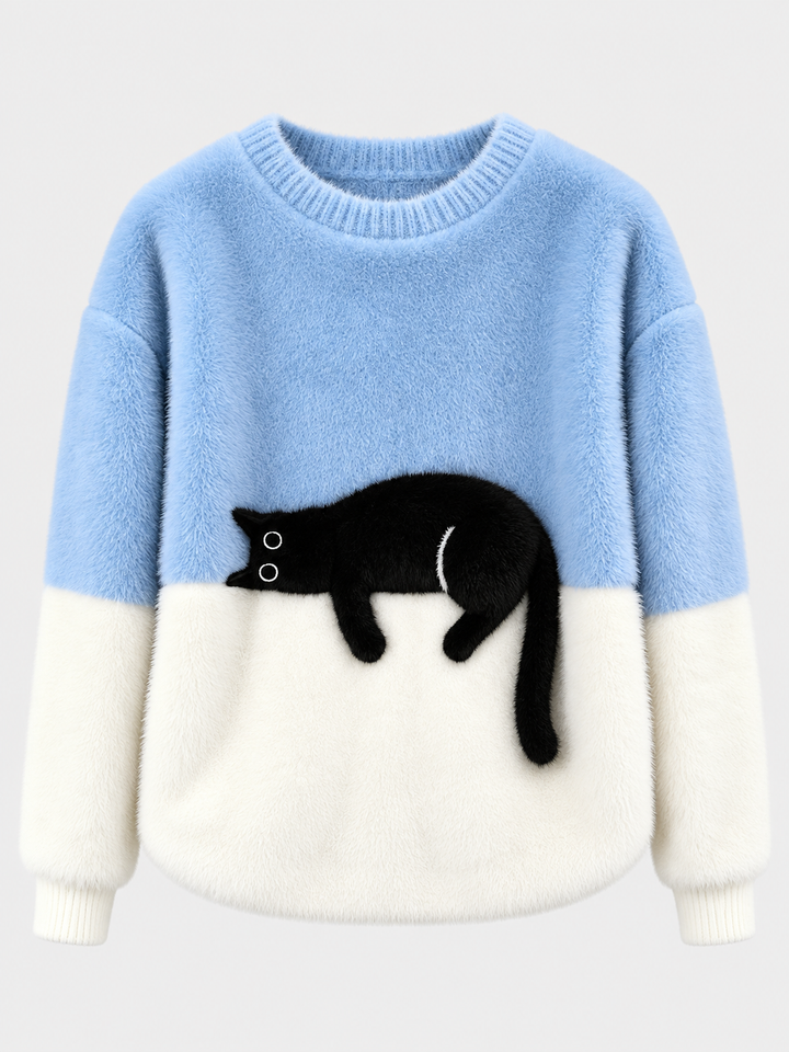 Pull Élégant à Imprimé Chat pour Femmes