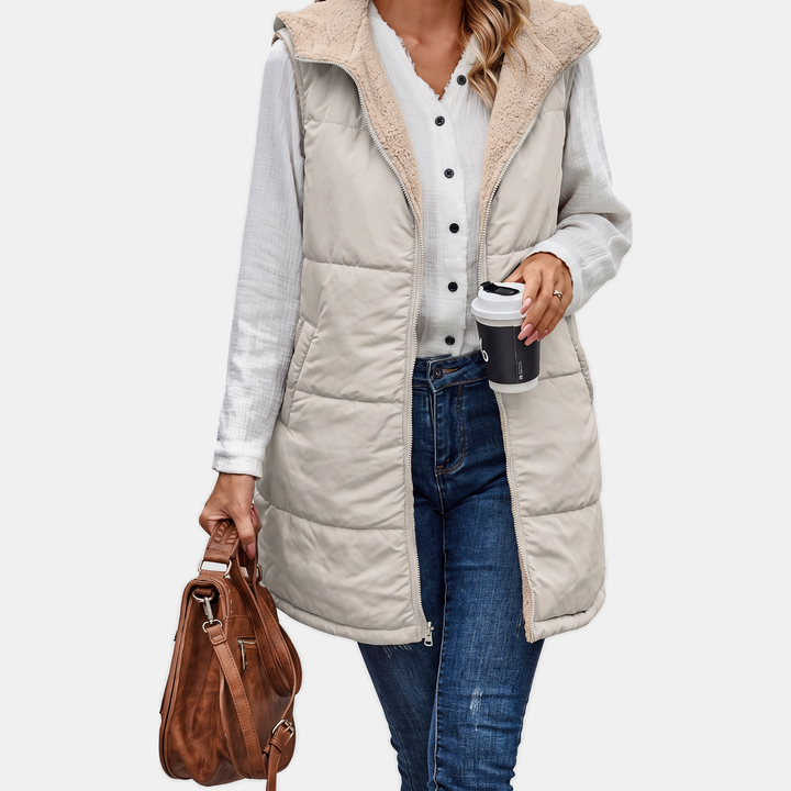 Gilet sans manches réversible en polaire Sherpa pour femmes