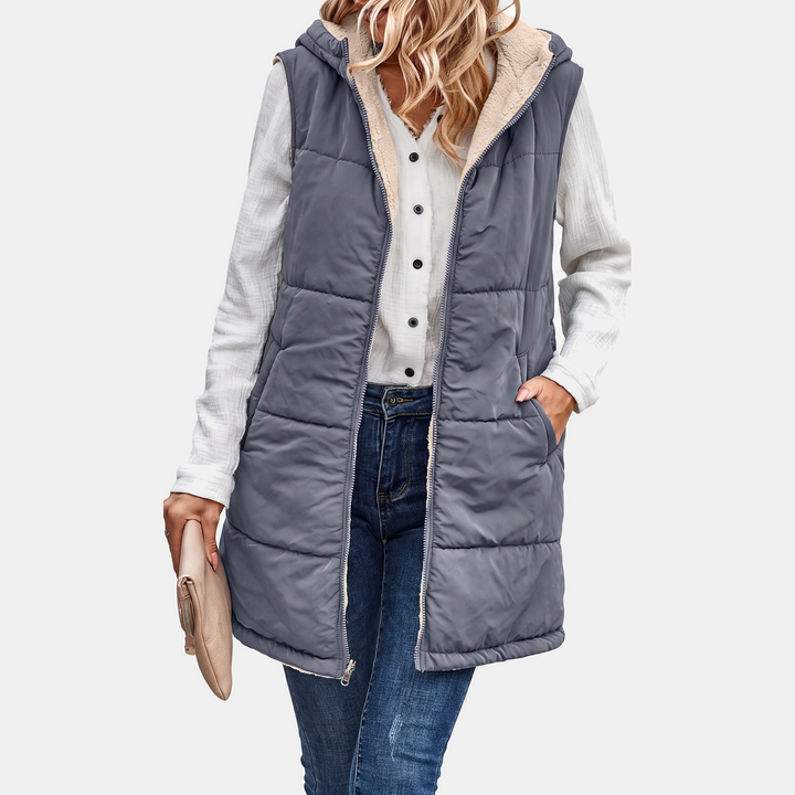 Gilet sans manches réversible en polaire Sherpa pour femmes