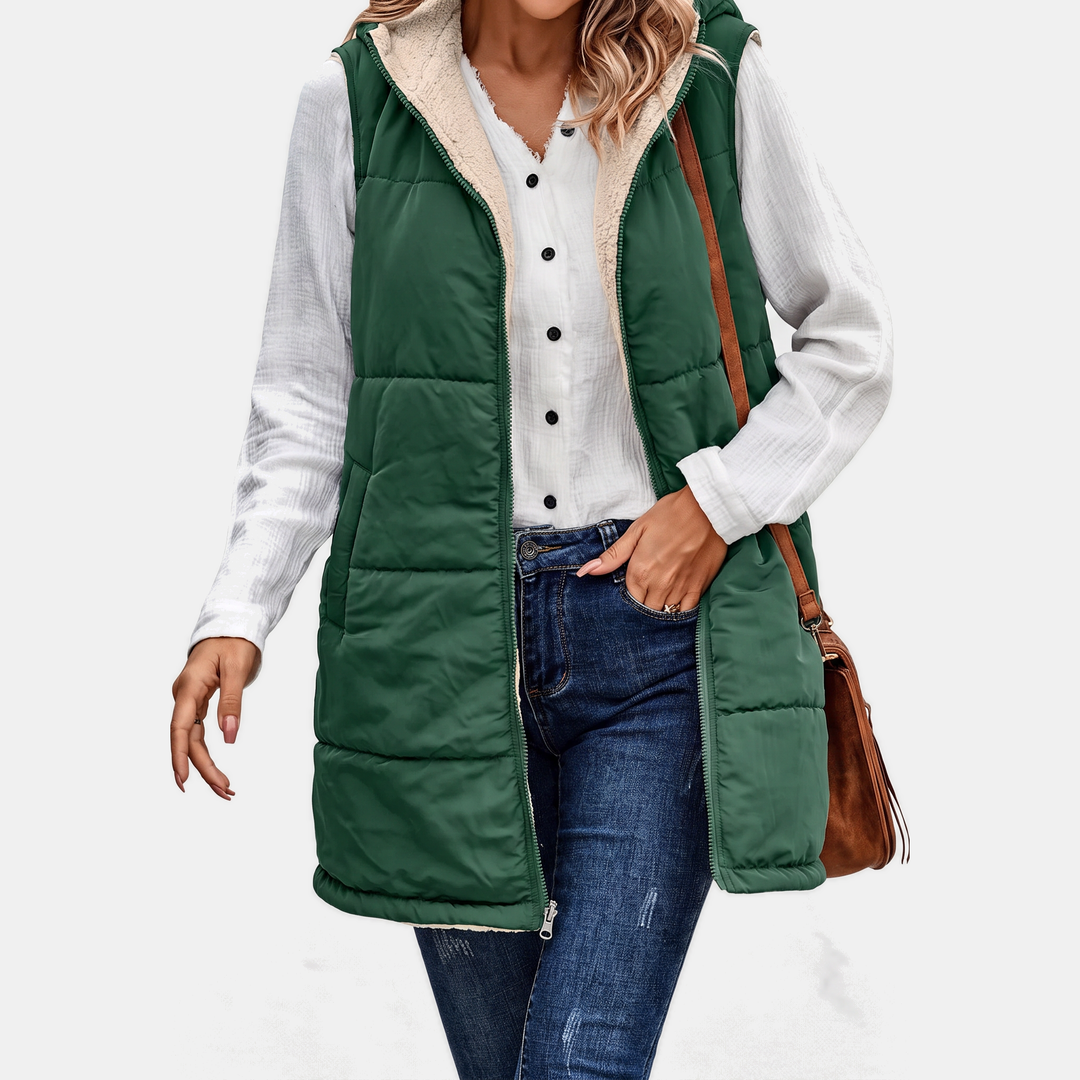 Gilet sans manches réversible en polaire Sherpa pour femmes