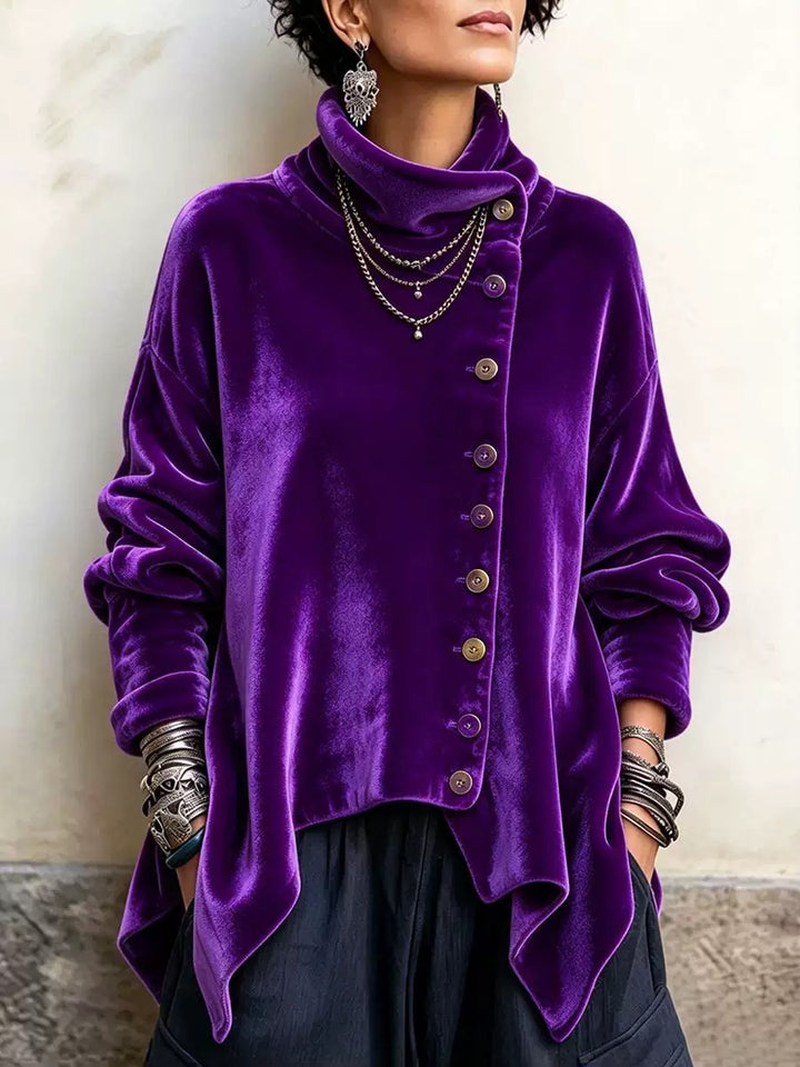 Tunique Femme à Col Montant Rayé Marine