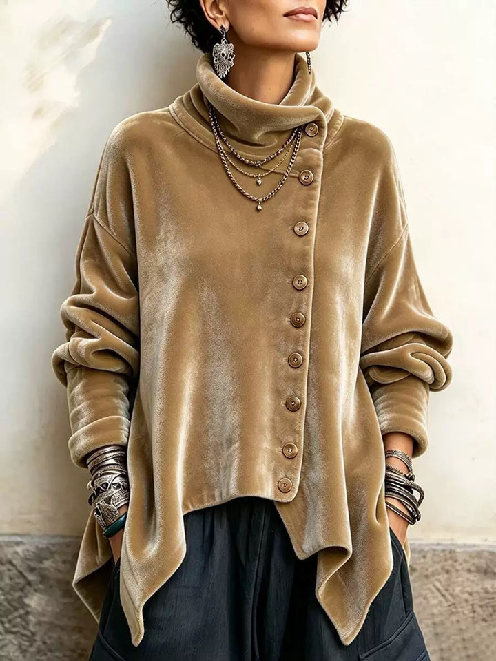 Tunique Femme à Col Montant Rayé Marine