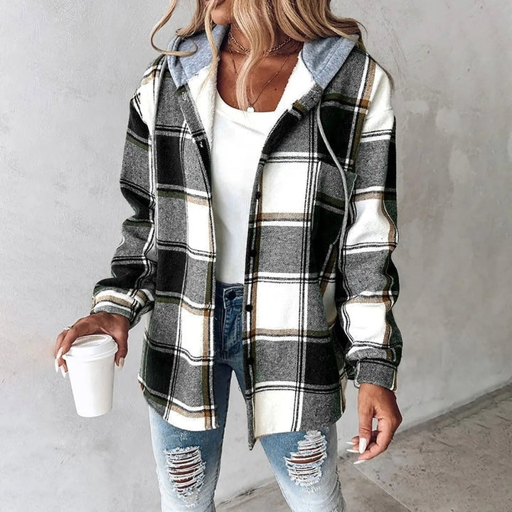 Amalia™ | Veste Chemise à Carreaux avec Capuche pour Femmes