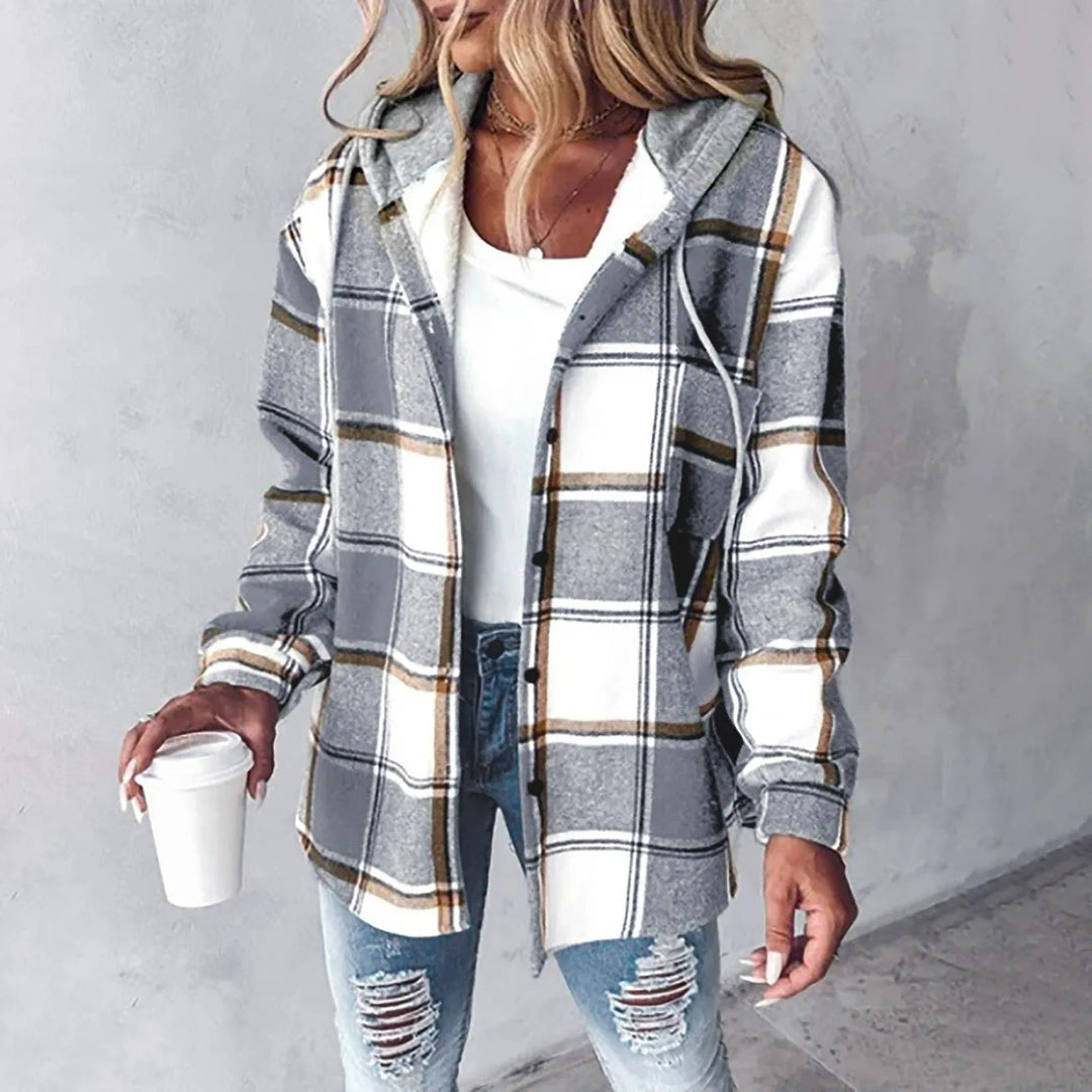 Amalia™ | Veste Chemise à Carreaux avec Capuche pour Femmes