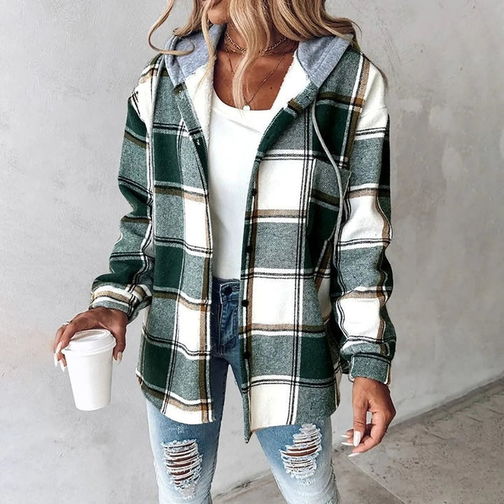Amalia™ | Veste Chemise à Carreaux avec Capuche pour Femmes