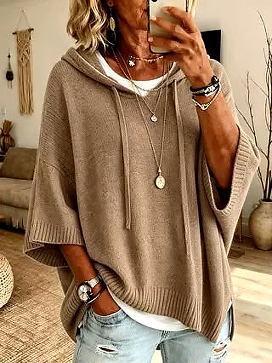 Pull Poncho Oversized Bleu pour Femmes