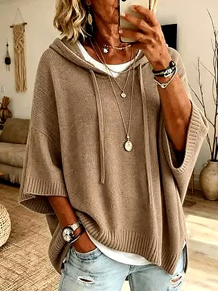 Pull Poncho Oversized Bleu pour Femmes