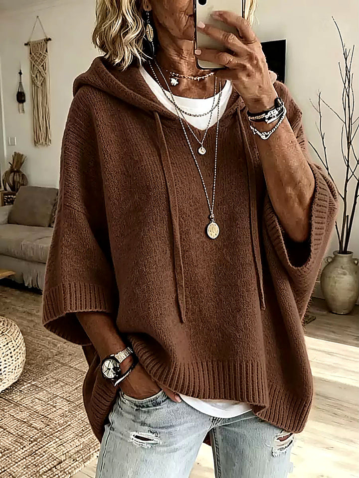 Pull Poncho Oversized Bleu pour Femmes