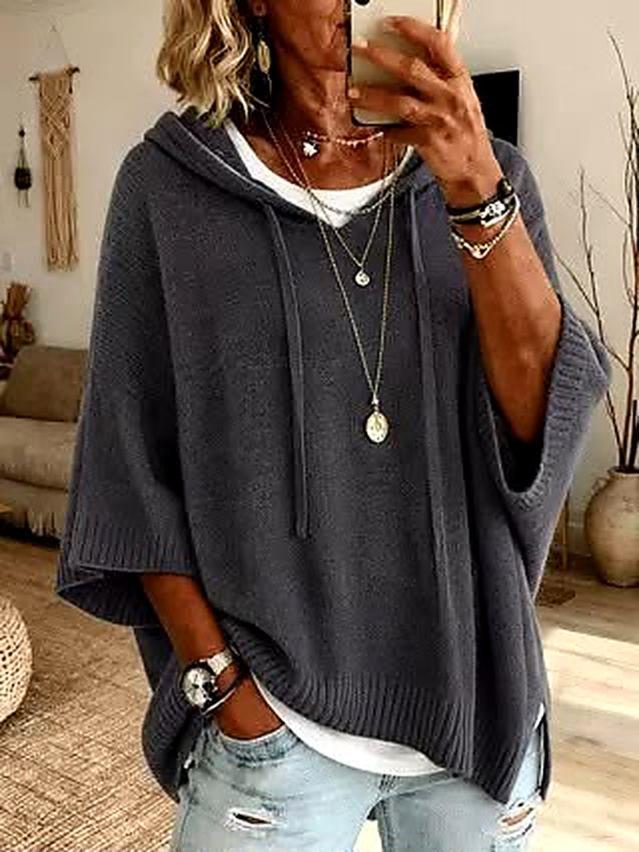 Pull Poncho Oversized Bleu pour Femmes