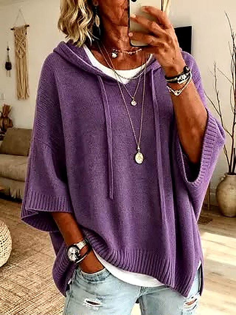 Pull Poncho Oversized Bleu pour Femmes