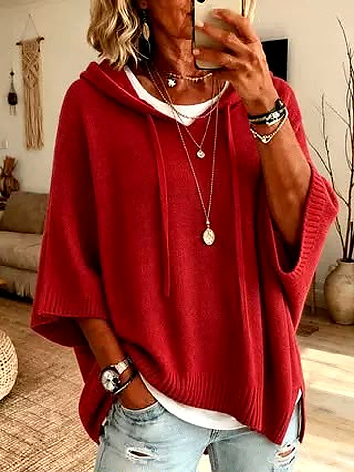 Pull Poncho Oversized Bleu pour Femmes