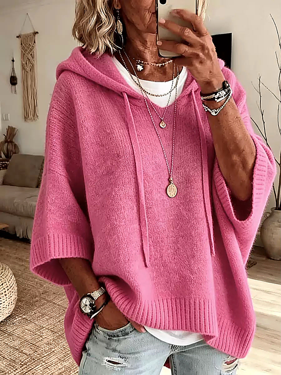 Pull Poncho Oversized Bleu pour Femmes