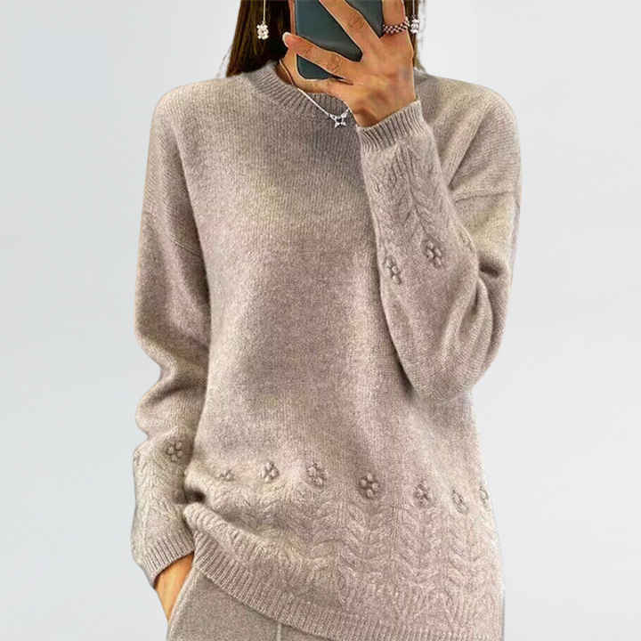 Pull en Tricot Floral Scandinave pour Femmes