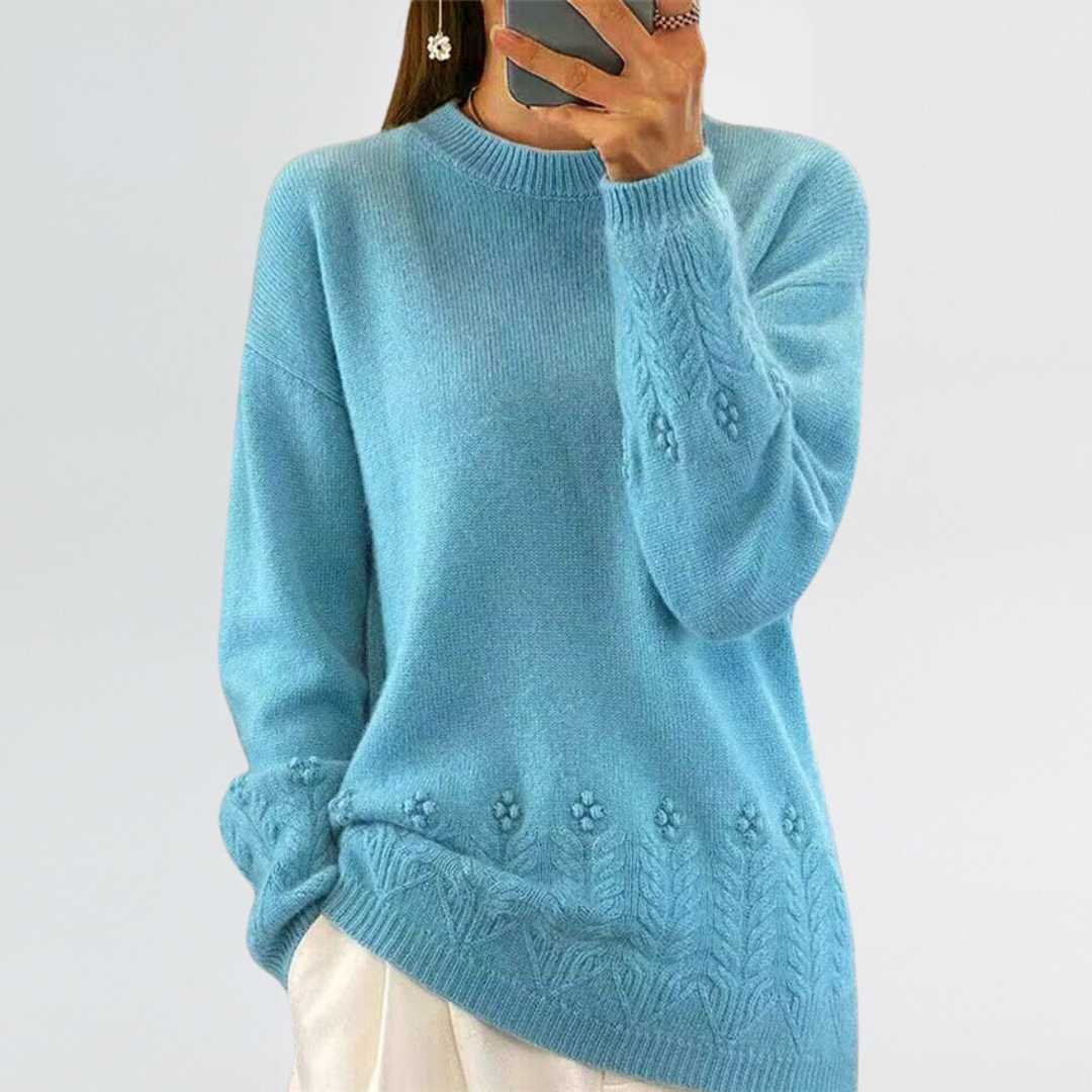 Pull en Tricot Floral Scandinave pour Femmes