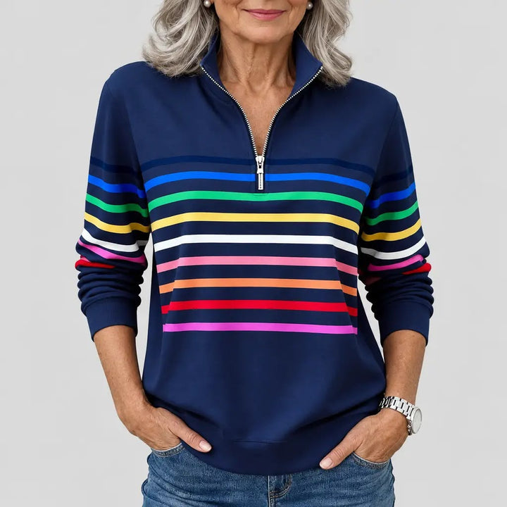 CELINE | SWEAT À COL ZIPPER COLORÉ À RAYURES