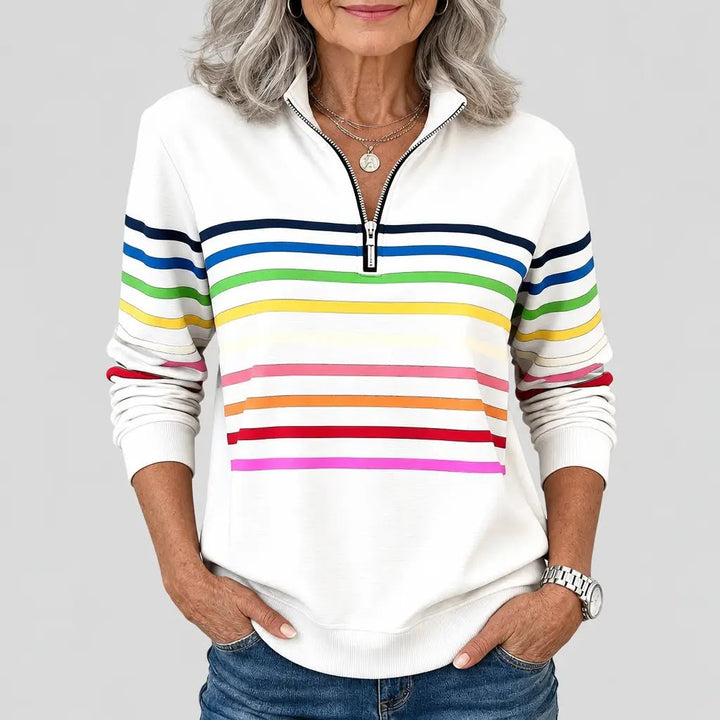 CELINE | SWEAT À COL ZIPPER COLORÉ À RAYURES