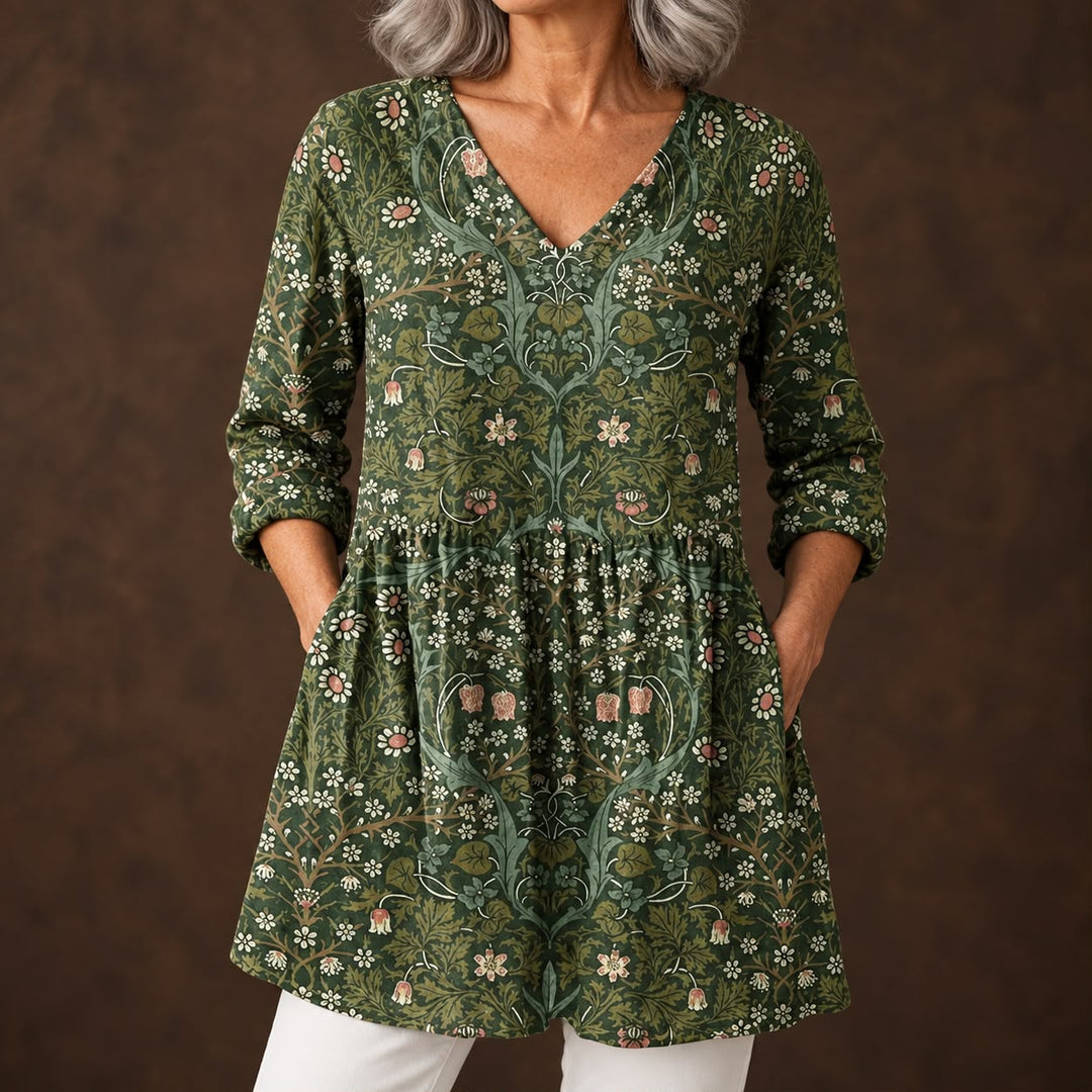 Sophie - Blouse Longue avec Décolleté en V