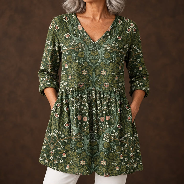 Sophie - Blouse Longue avec Décolleté en V