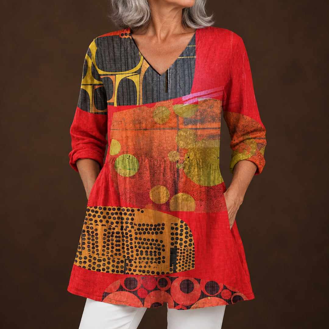 Sophie - Blouse Longue avec Décolleté en V
