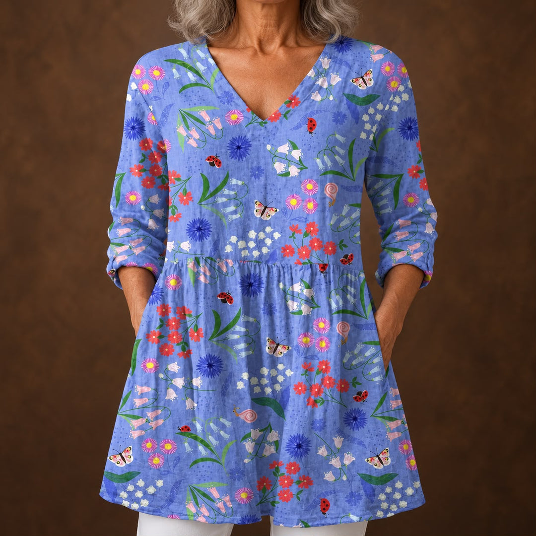 Sophie - Blouse Longue avec Décolleté en V