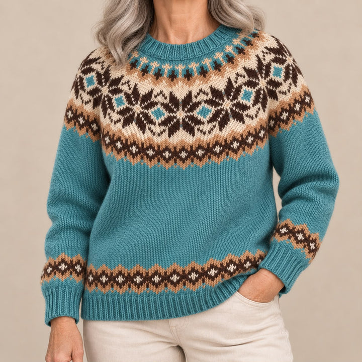 Simona | Pull Fair Isle Rouge Profond
