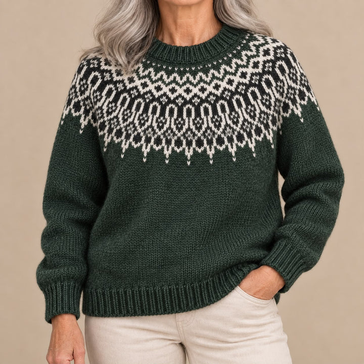Simona | Pull Fair Isle Rouge Profond