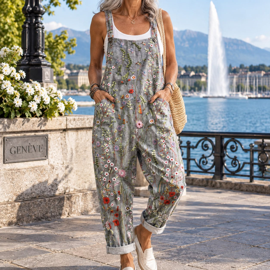 Darcy™ | Salopette Fleurie Grise