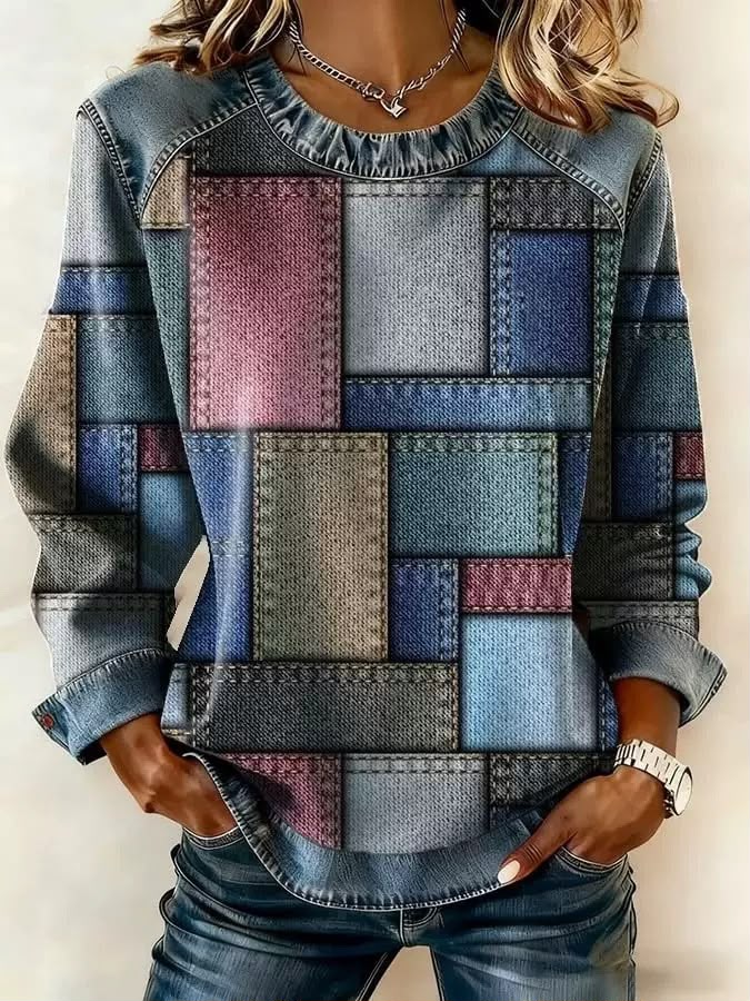 Sandra™ | Sweat-shirt à Fleurs avec Bord Contrastant pour Femmes