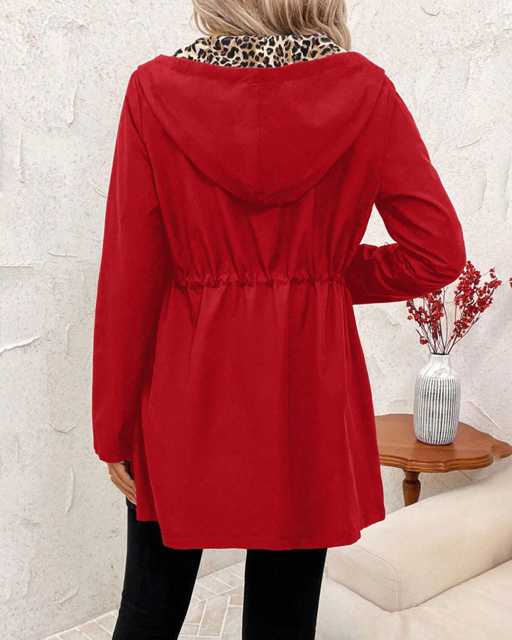 Manteau à Capuche Réversible Imprimé Léopard pour Femmes