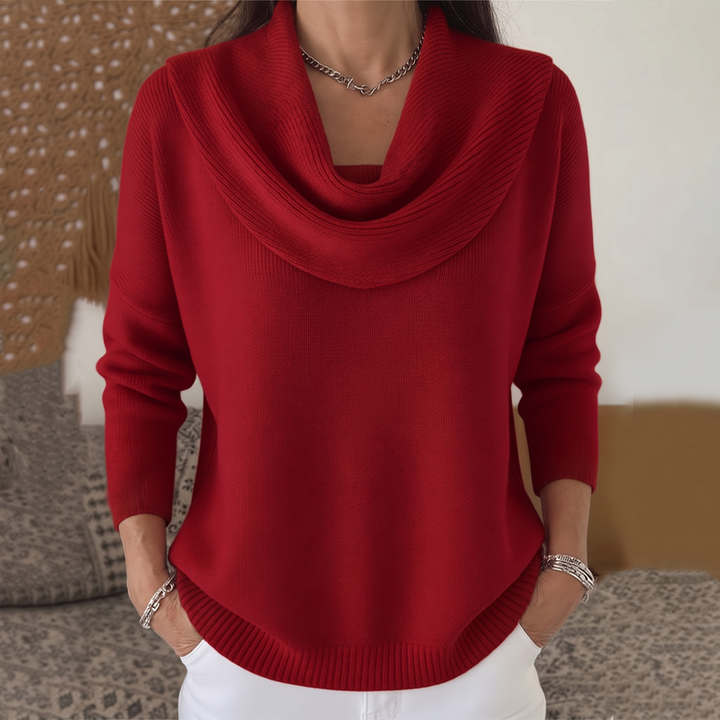 Pull à col drapé pour femmes à manches longues