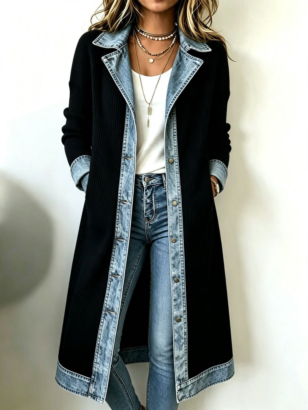 Cardigan Tricot Long Femme Décontracté