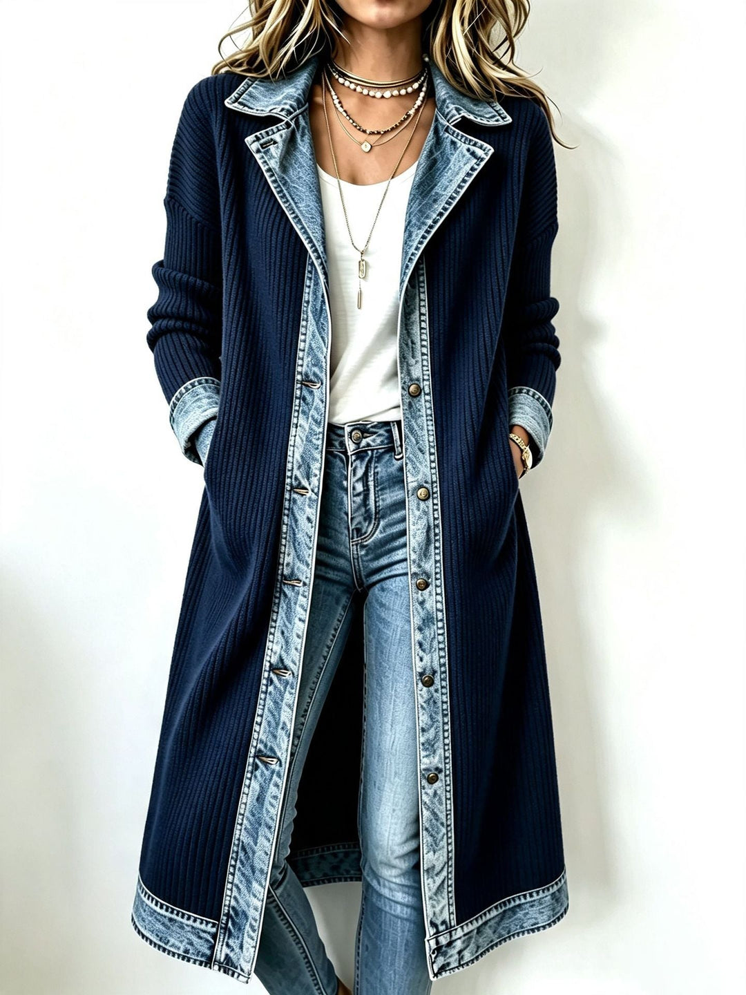 Cardigan Tricot Long Femme Décontracté